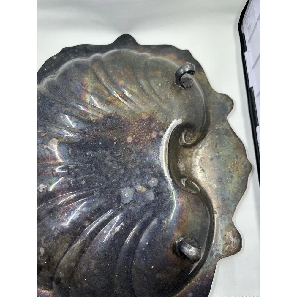 Poole Silver Plate Old English Shell Centerpiece Bowl EPC Nautilus 5013